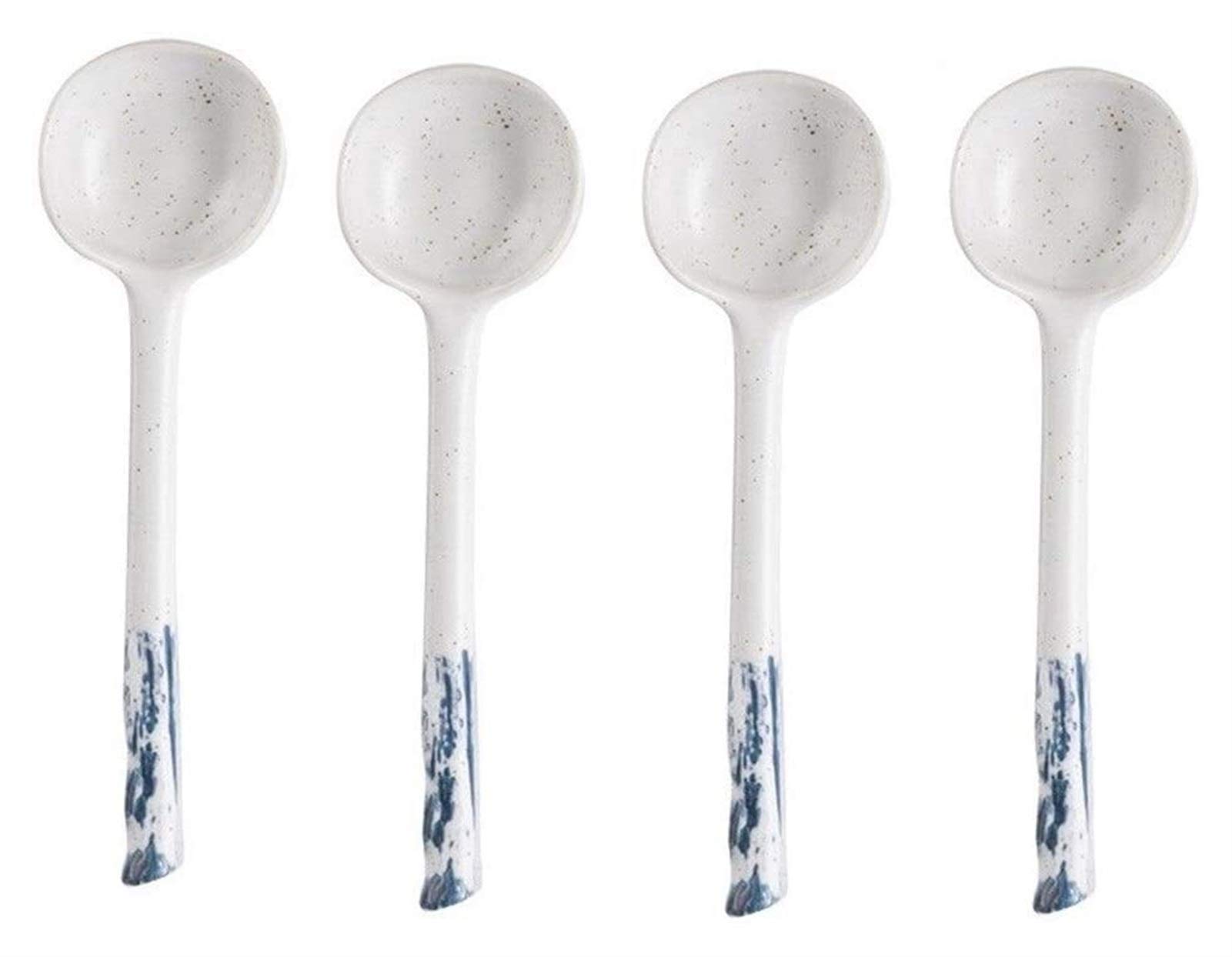 Juego de cucharas soperas, cucharas de arroz, 4 cucharas de cerámica, cucharas pequeñas para sopa de restaurante, cucharas de café, aptas para lavavajillas (color: D)