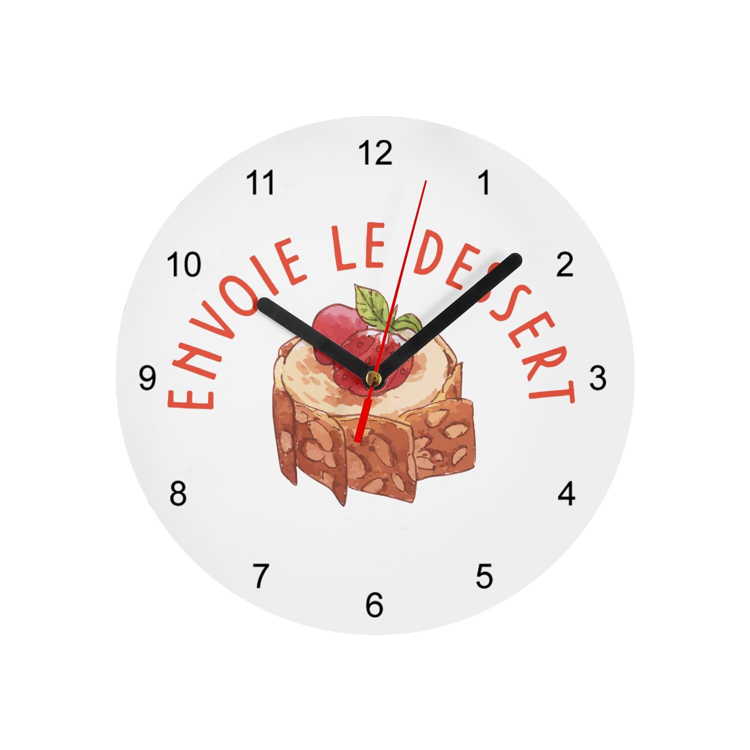 Horloge murale en verre blanc 20 cm motif pâtisserie dessert par Fabulous