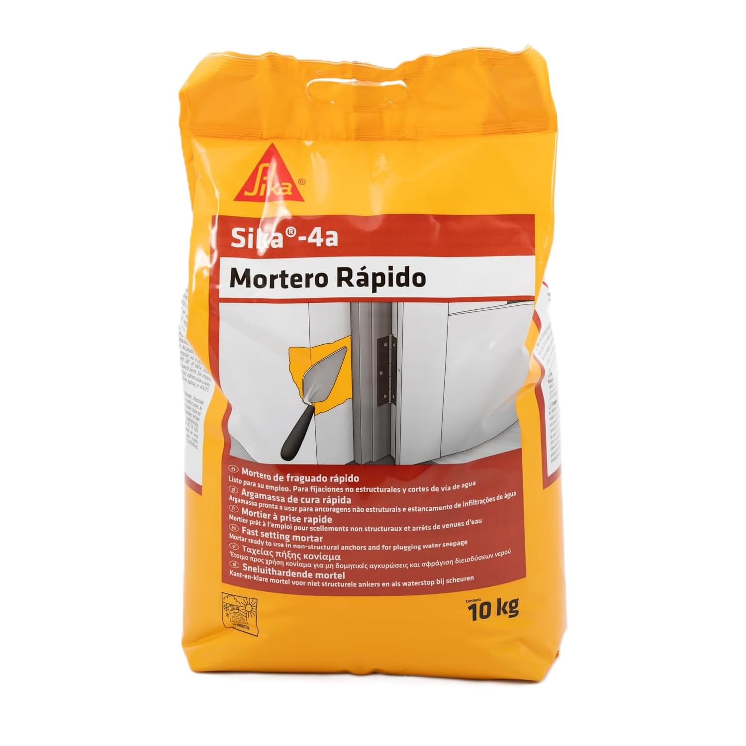 SIKA - Mortero rápido - Sika 4A - Gris - Listo para su empleo - Para fijaciones de marcos, anclajes no estructurales y para cortar filtraciones de agua - 10kg