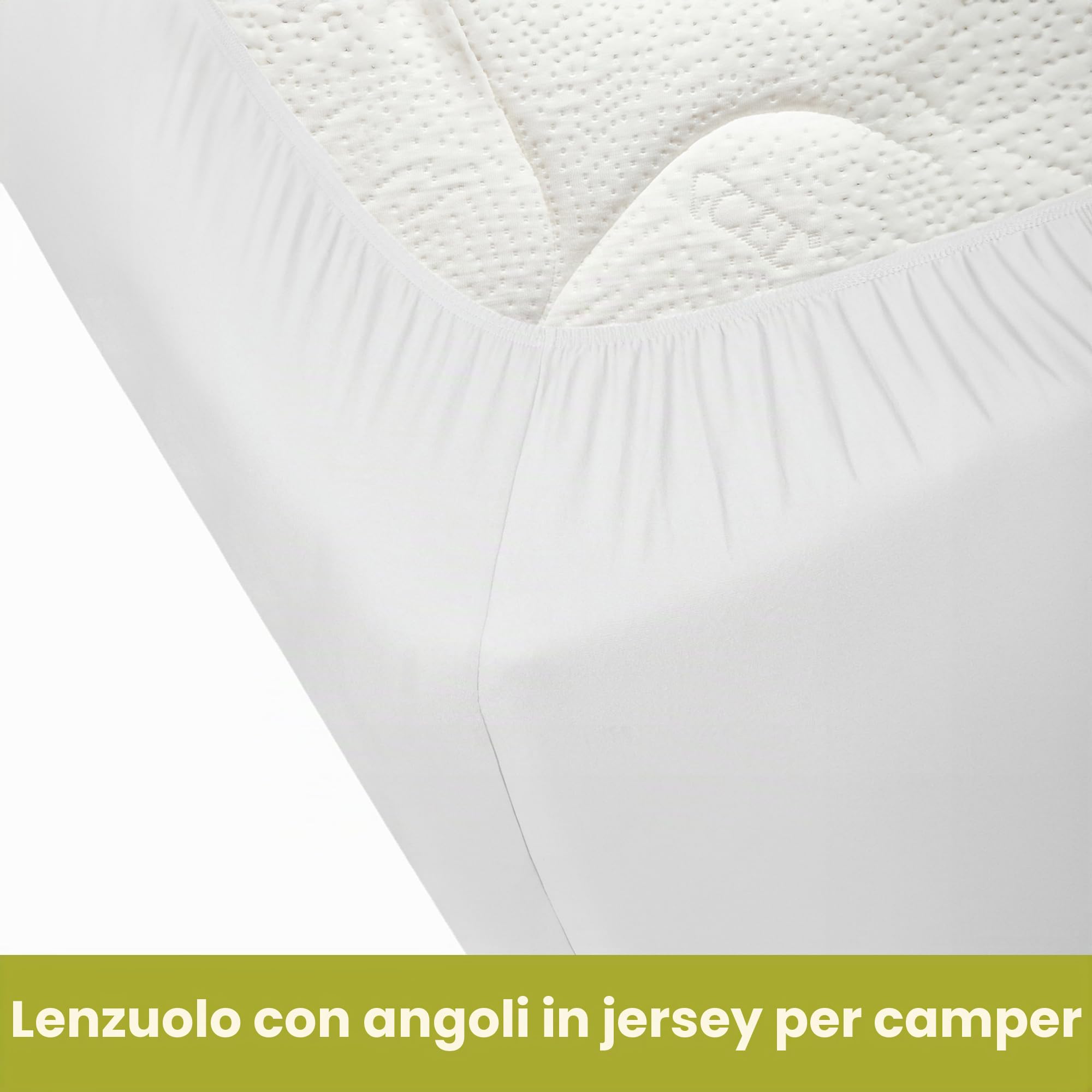 Lenzuola per Camper - Lenzuola Letto Francese - Coprimaterasso Camper - Materassi per Camper - Accessori per Camper - Oeko-TEX - 100% Cotone - Sinistra - Bianca