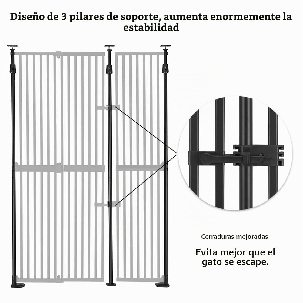 unipaws Puerta extra alta para gatos de 75 pulgadas de alto, cierre automático y sin perforaciones, puerta de seguridad para puerta, pasillo, escaleras, a prueba de perros y gatos, apto para apertura