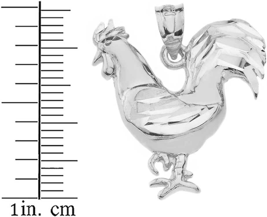 Fine 925 Sterling Silver Lucky Rooster Charm Pendant - Image 2