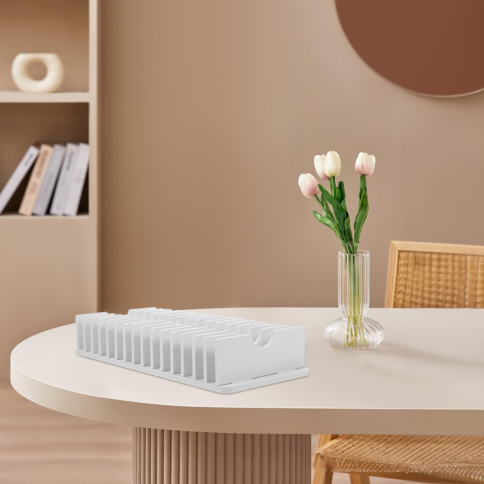 NUOBESTY Support De Téléphone Portable Pour Bureau Avec 15 Compartiments Organisateur En Pvc Pour Calculatrices Et Rangement