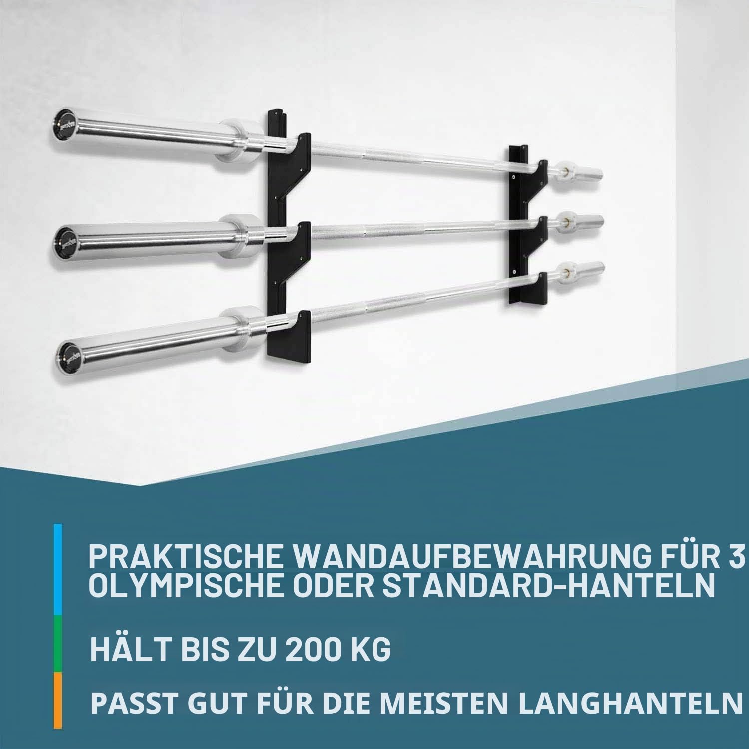 Yes4All Legierter Stahl Horizontale Wandhalterung für Langhanteln mit Schutzschicht aus UHMW-Kunststoff - Storage Rack für Langhanteln, Gewichtsstange und latzugstange