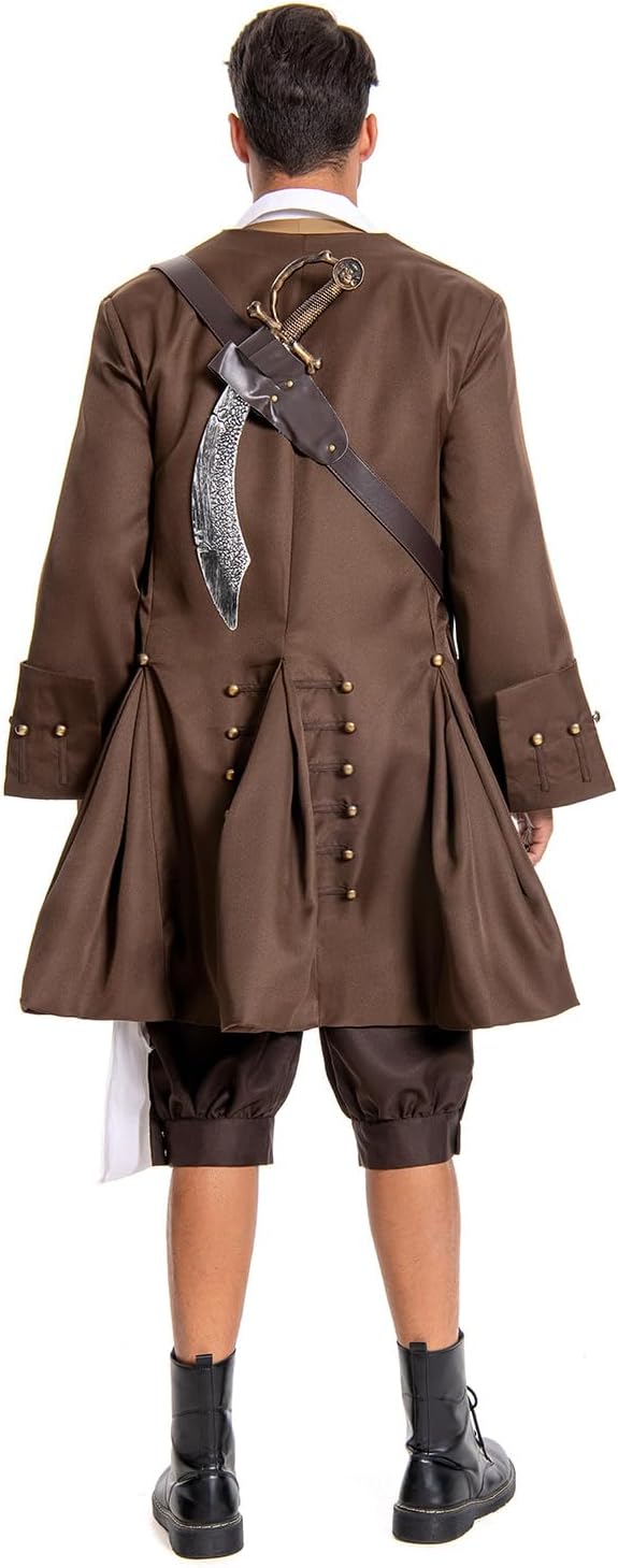 Mens Pirates Cosplay Costume Pirate Jack Outfit Coat Belt Cosplay Props Halloween - Image 5