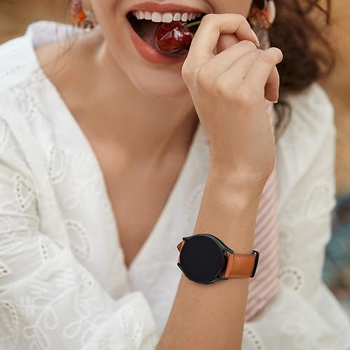 Miniatura 6 de Meliya Correa de cuero para Samsung Galaxy Watch 3 bandas de 1.614 in para mujeres y hombres, correa de repuesto ajustable de cuero suave de 0.787
