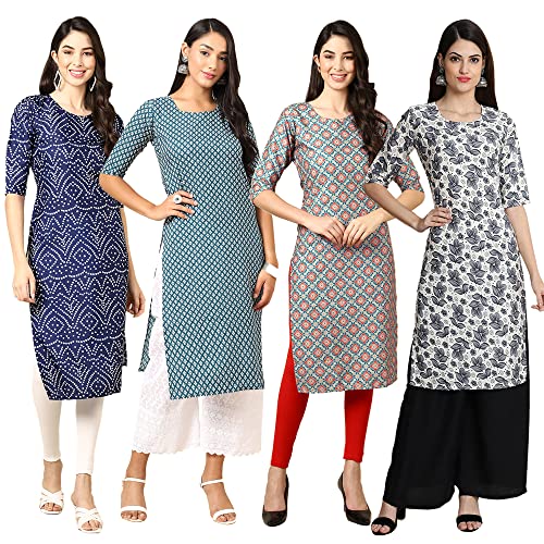 Image of Pinkmint Women's Crepe Digital Print Straight Kurta (RM-348-370-360-366)