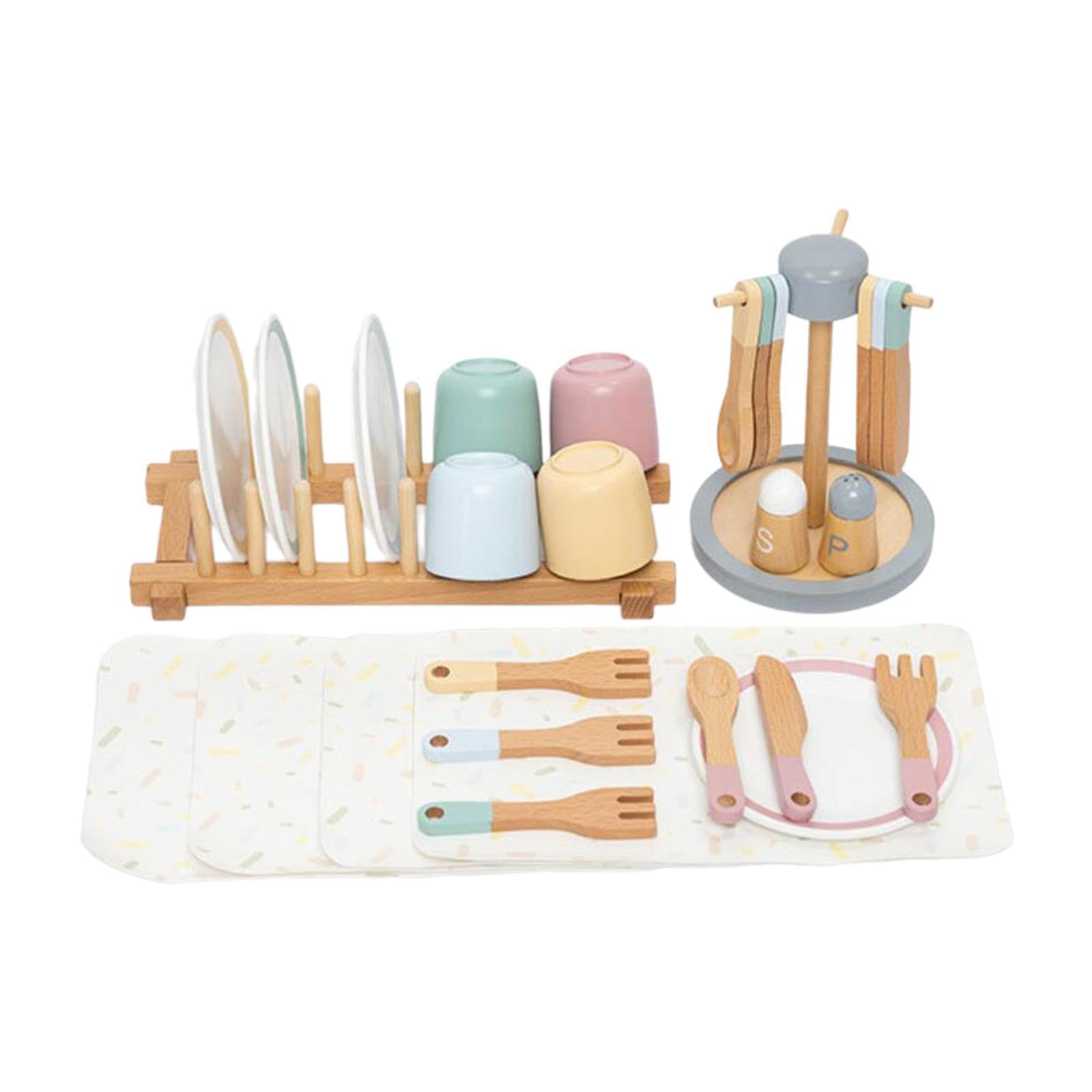 Assiettes en Bois pour Jeux de rôle, pour Les Filles. Favorise la Reconnaissance des Couleurs et Le développement des compétences