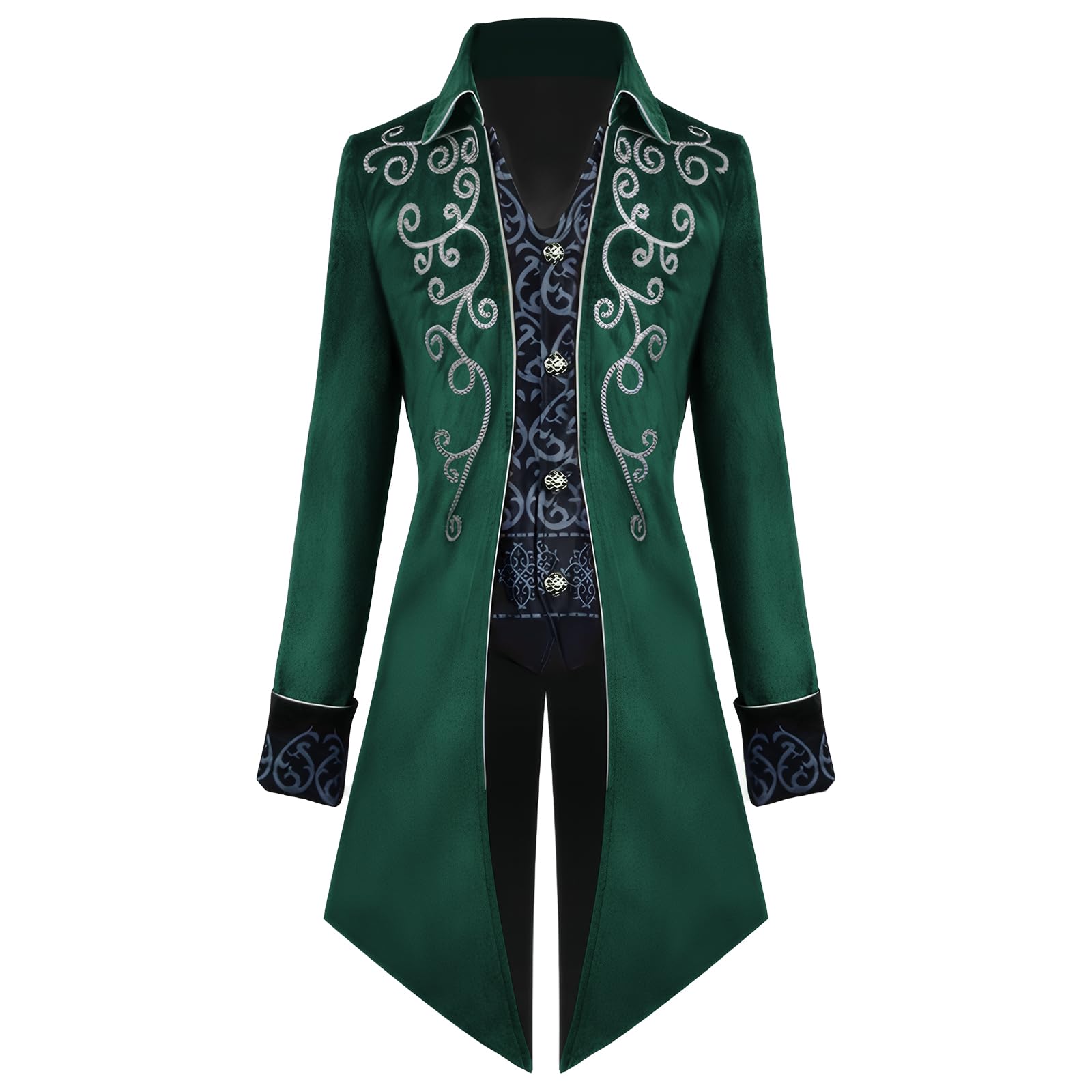 Steampunk, cappotto da uomo con frack gotico, retrò, medievale, rinascimentale, gonna vittoriana, costume per cosplay di Halloween