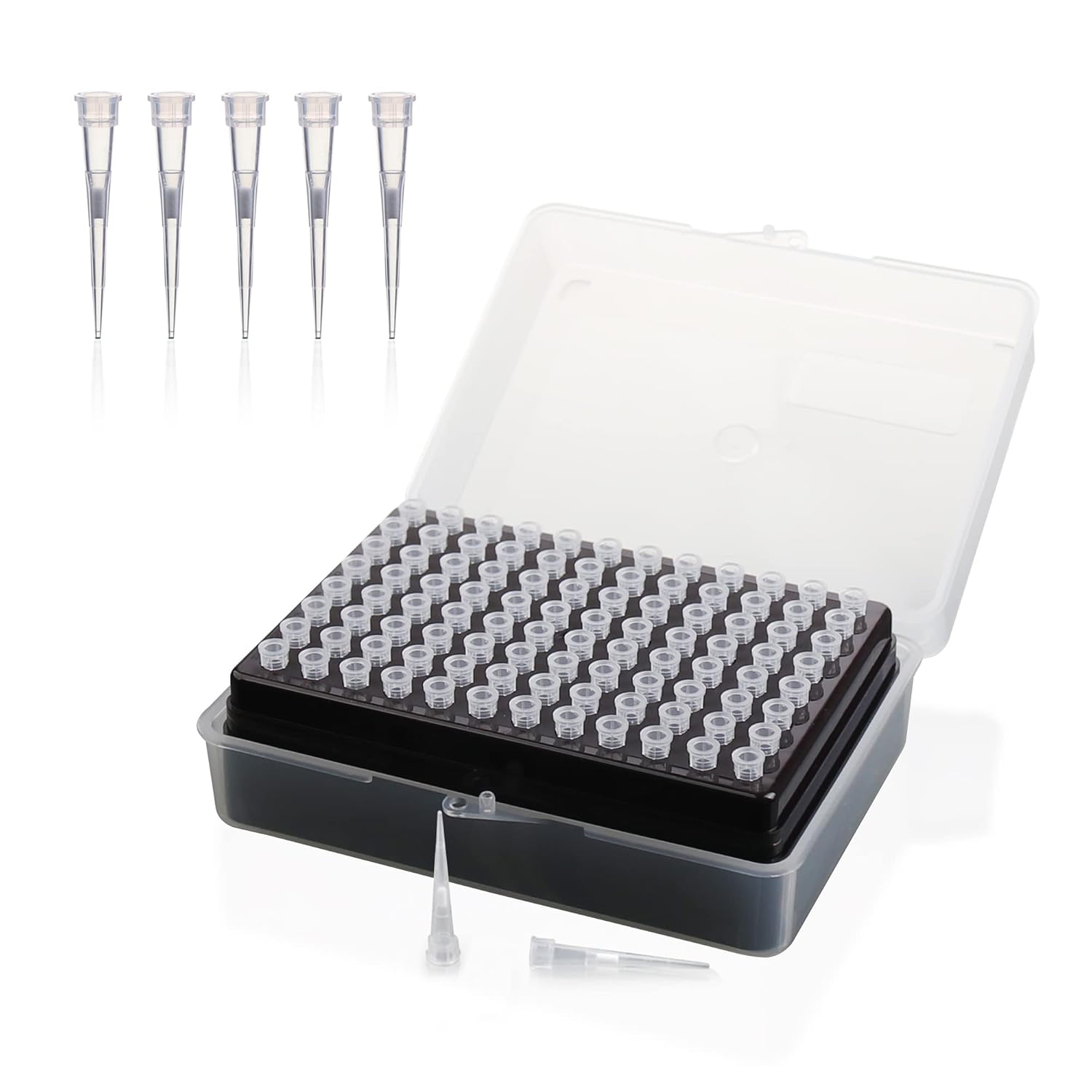 Disposable Filtering Pipette Tips, Universal Filter Pipette Tips, 960pcs of Vol. 10 μL, Molded Graduation, 96 Tips/Rack x 10 Racks, PTF010-960