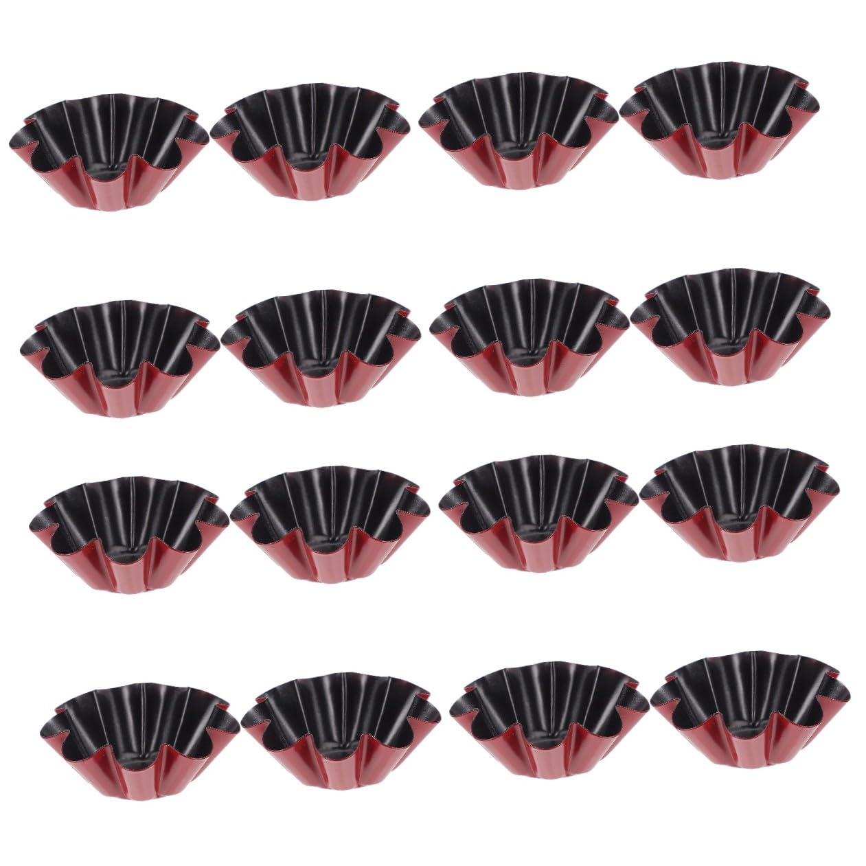 Cabilock 16 Piezas Molde De Tarta De Huevo En Forma De Flor Tazas Para Muffins Tabla De Pastel De Oro Mini Platos De Tarta Pudín Sin Recubrimiento Caja De Tarta De Huevo