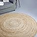 Hausattire Hand Woven Jute Braided Rug, 4’ Round – Natural, Reversible Boho Entry Area Rugs for Kitchen, Living Room I Farmhouse Decorative Floor Rug, 4 Feet Round