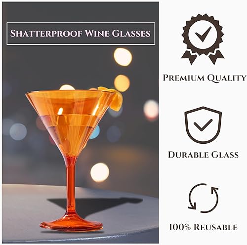 Miniatura 4 de Vasos de cristal de plástico de estilo europeo, Martini irrompible, cóctel, juego de 6 vasos de acrílico inastillable 100% Tritan, de colores sin