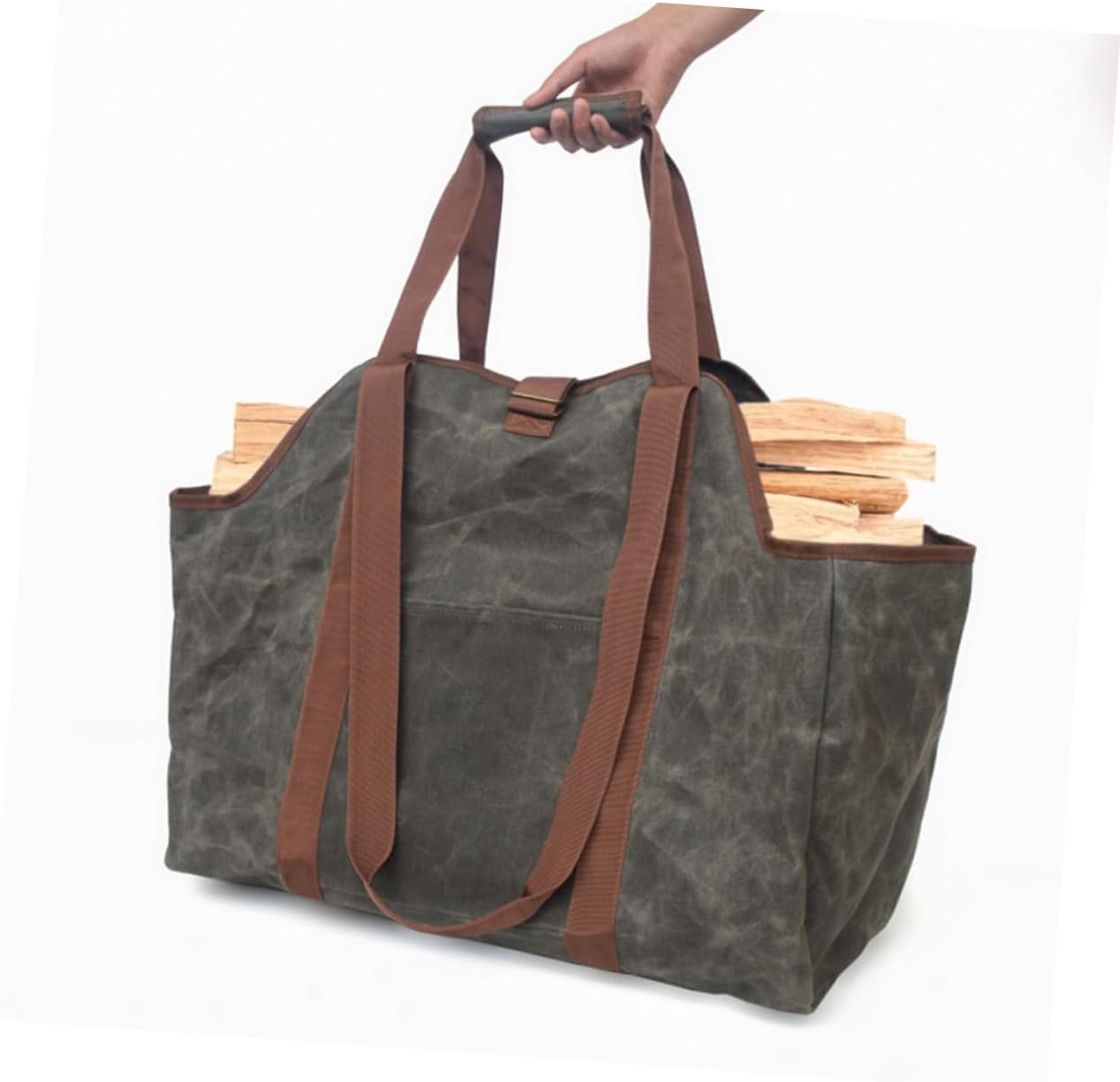Large Capacity Canvas Log Bag for Firewood Tote Bag Firewood Carrier Fireplace Accessories