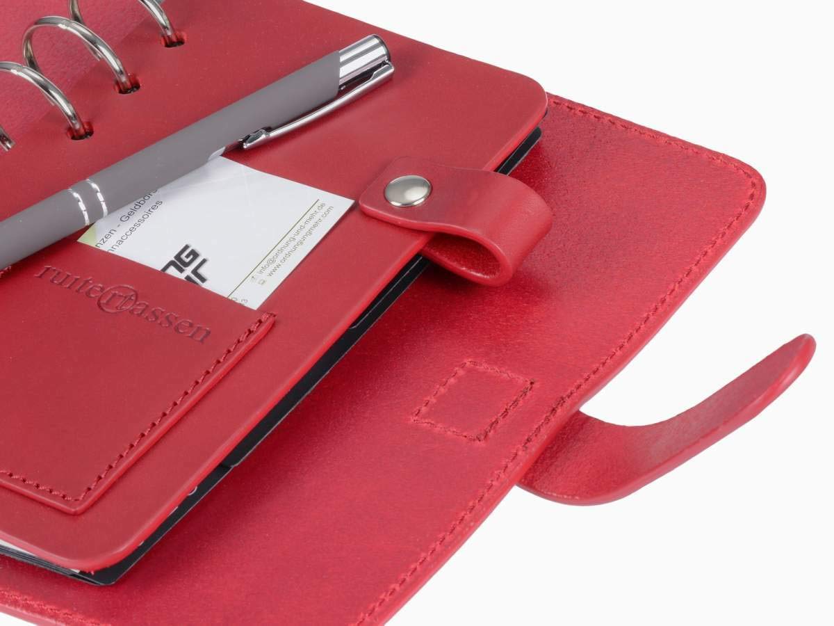 Ruitertassen Terminplaner A6 Leder rot mit Systemeinlage und Kalender 2025