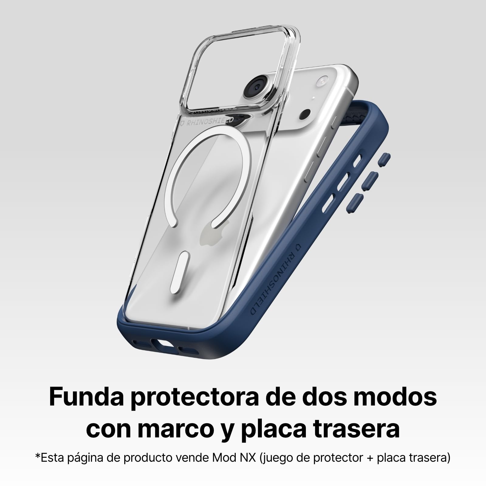 RhinoShield Funda Mod NX para [iPhone 17 Pro MAX] Compatible con MagSafe l Mod NX Modular, con Placa Protectora Trasera, magnetismo Superior y Proteccion de caídas de Grado Militar - Negro