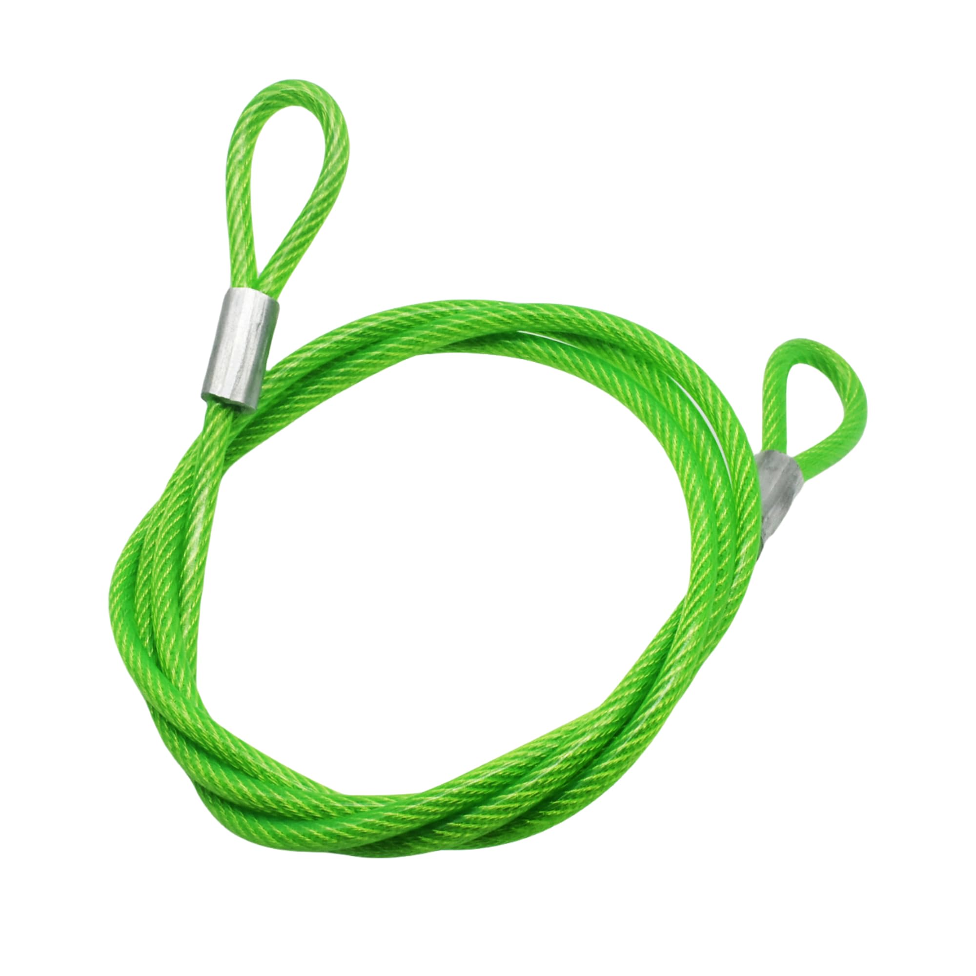 8FT 6mm Stainless Security Cables Tether,Braided Steel Vinyl Coated Safety Strap Luggage Lock,Flexible Wire Lead Chain Leash with Double Loops,Green