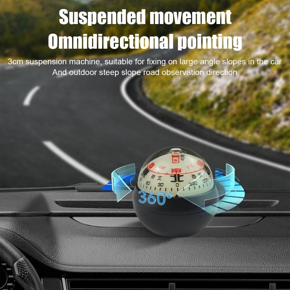 Car Dashboard Ball Vehicle Ball with Double Dials Dash Mount Adjustible Auto Interior Accessories for Navigation Hiking Direction — view 6