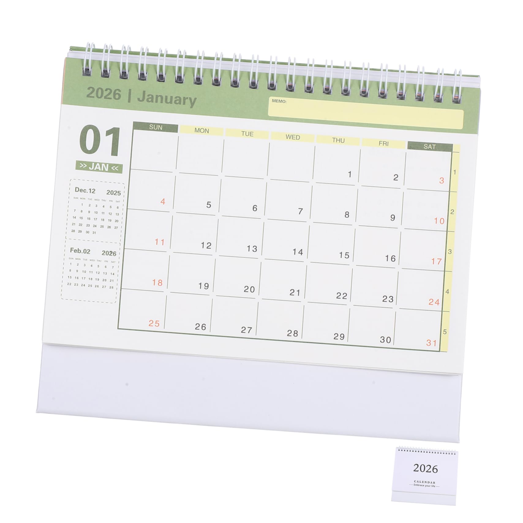 Gadpiparty 2026 Small Desk Calendar White Minimalist Standing Flip Monthly Planner Desktop Table Calendar for Home Office School Organization