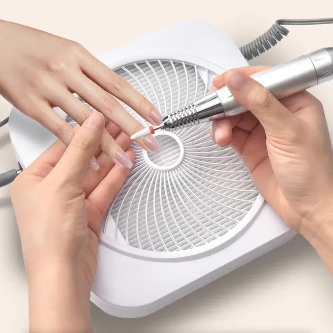 Rainee Nail Dust Collector with Reusable Filter, Adjustable Nail Vacuum Extractor for Acrylic & Gel Nails, Professional Dust Suction Machine for Salon Manicure & Nail Polishing