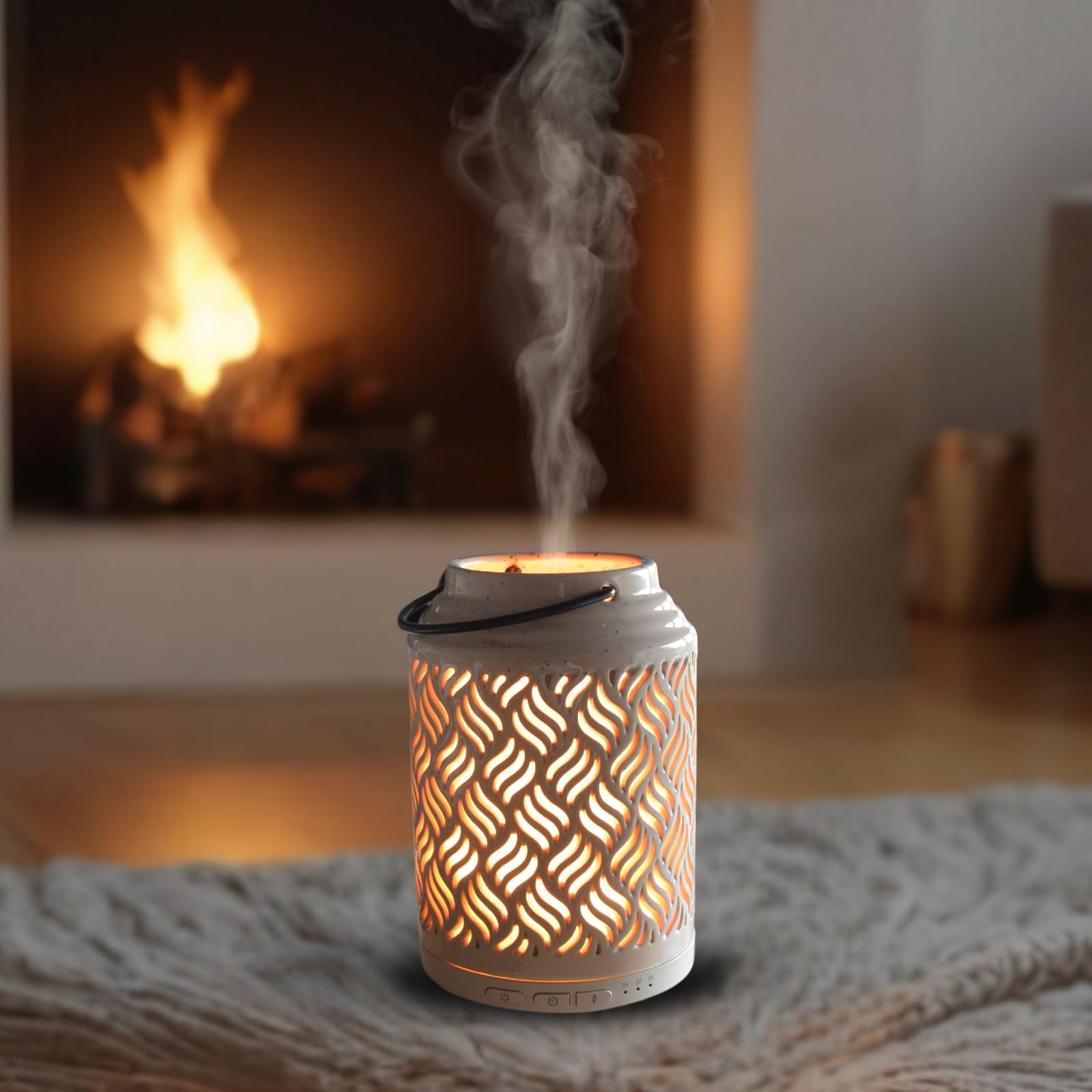 Zen'Arôme Diffusor für ätherisches Öl, WLAN Venedig – elektrischer Diffusor, kompatibel mit Alexa/Google Home – vollständige Kontrolle über die App Tuya Smart – natürliche Materialien Holz und Keramik