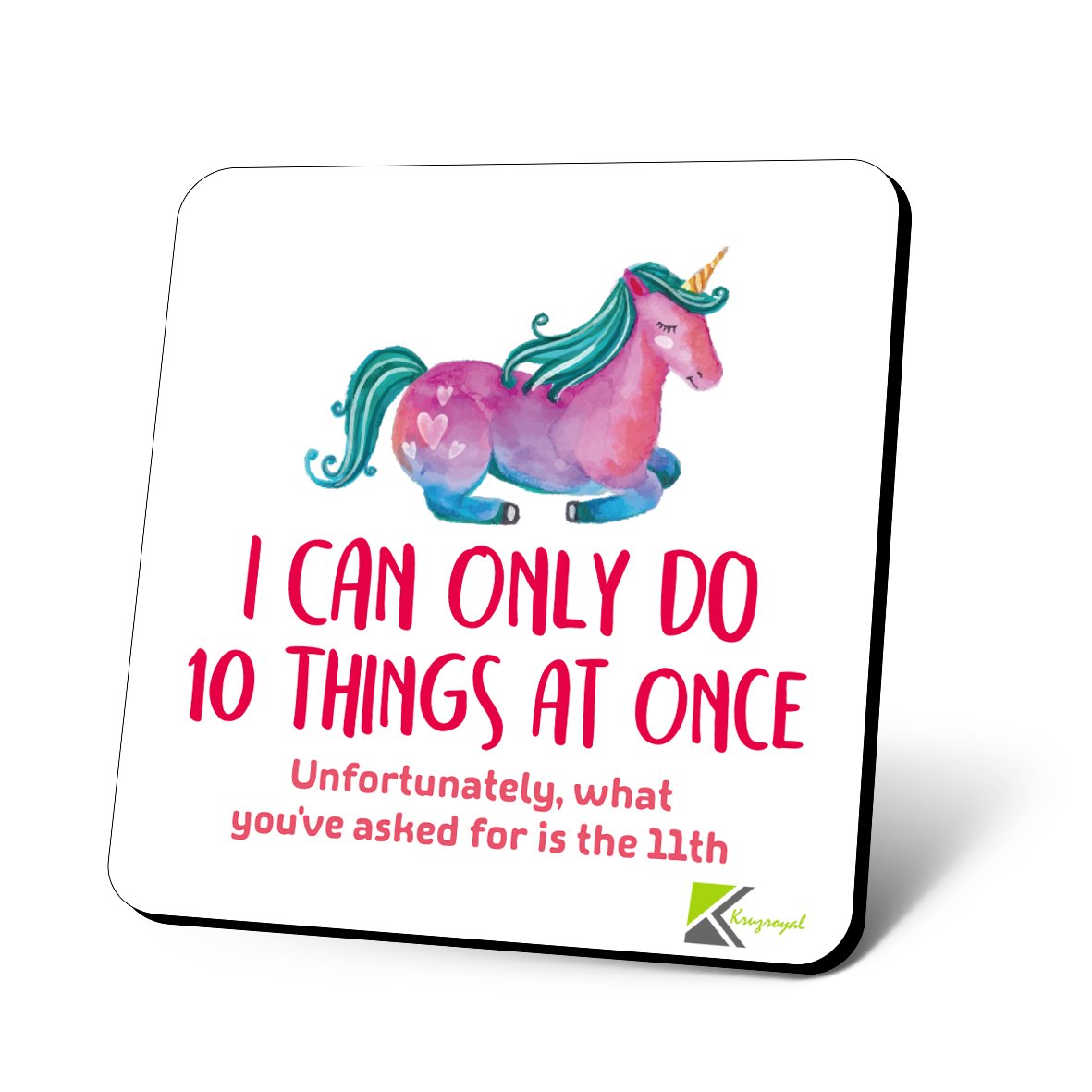 Kruzroyal Women's Red Cs736 I Can Only Do 10 Things At Once. Unfortunately, What You've Asked For Is The 11Th Novelty Funny Coffee Tea Drink Glossy Mdf Wooden Coaster | Gift For Colleagues Mums Men Boss
