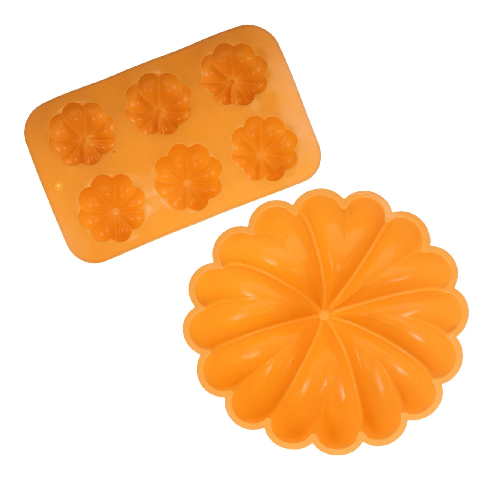Molde de Silicona para Hornear Forma de Calabaza 2 Piezas Molde Grande Pequeñas Resistente al Horno Reutilizable Adecuado para Muffins Mousse y Postres