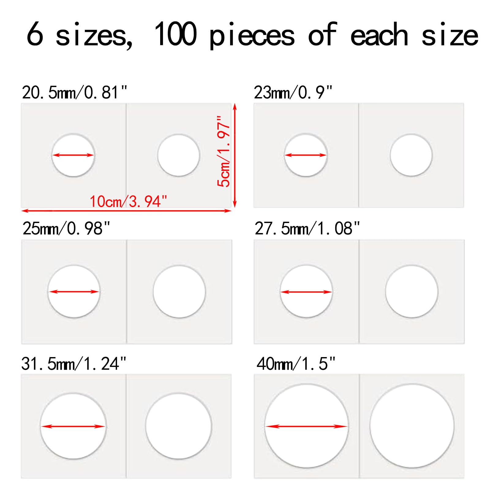 600 Pcs Coin Flips 6 Assorted Sizes 2