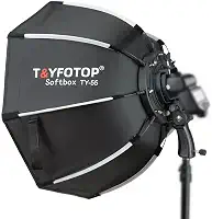 Softbox Octogonal de 22"/55 cm com Suporte Tipo S, Estojo de Transporte, Preto, Plástico, Metal e Nylon, Softbox, Flash