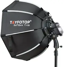 Softbox Octogonal de 22"/55 cm com Suporte Tipo S, Estojo de Transporte, Preto, Plástico, Metal e Nylon, Softbox, Flash