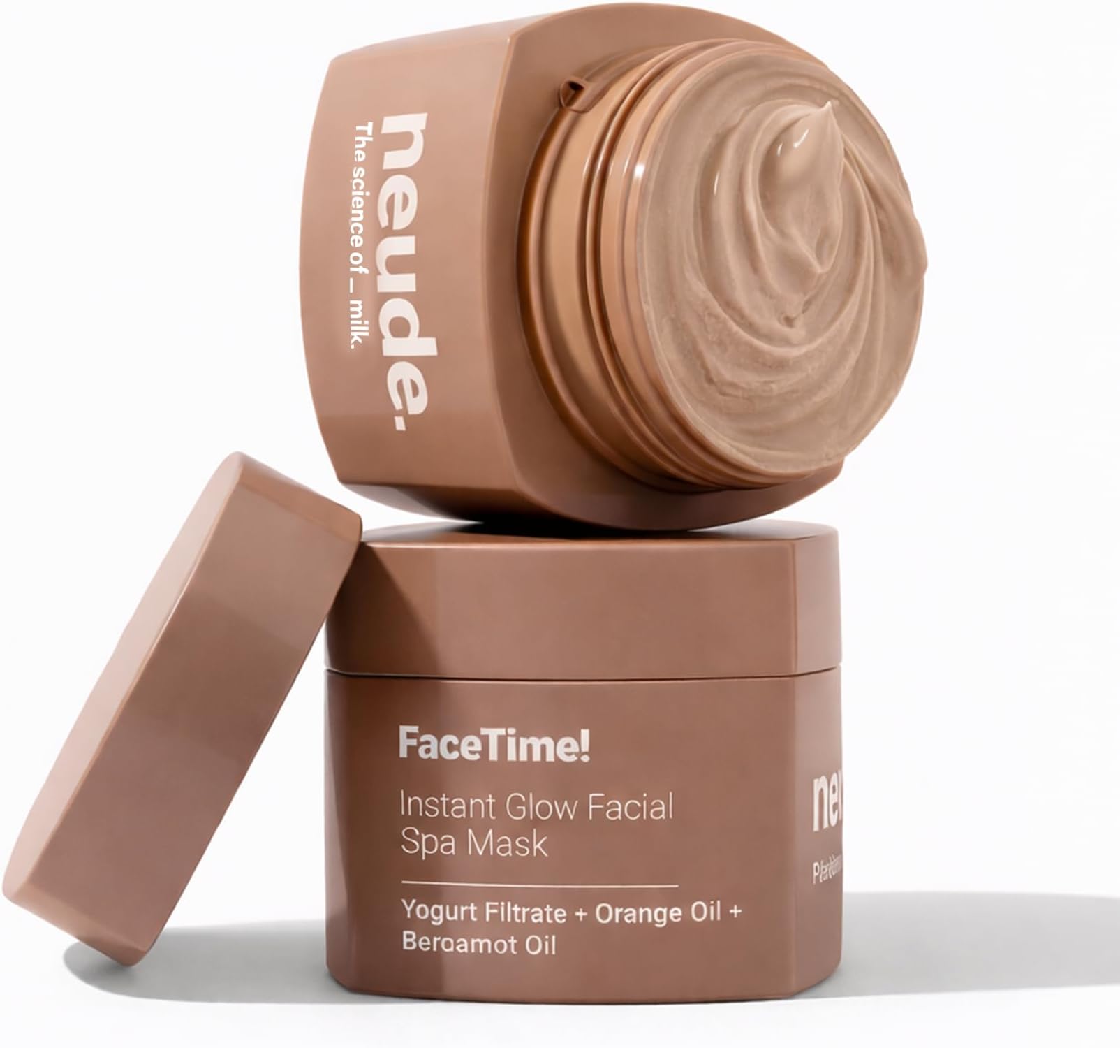 Neude FaceTime Instant Brightening Facial Face Mask (50ml) | Reduce Tan, Pigmentation, dark spots and acne scars with Yogurt Filtrate, Orange Oil and Kojic Acid