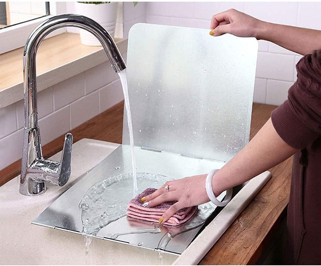 3 Sided Anti Splatter Shield Guard Oil Splash Guard, Foldable Oil Proof Baffle Splatter Screen for Frying, Unfold 97Cm X 30Cm