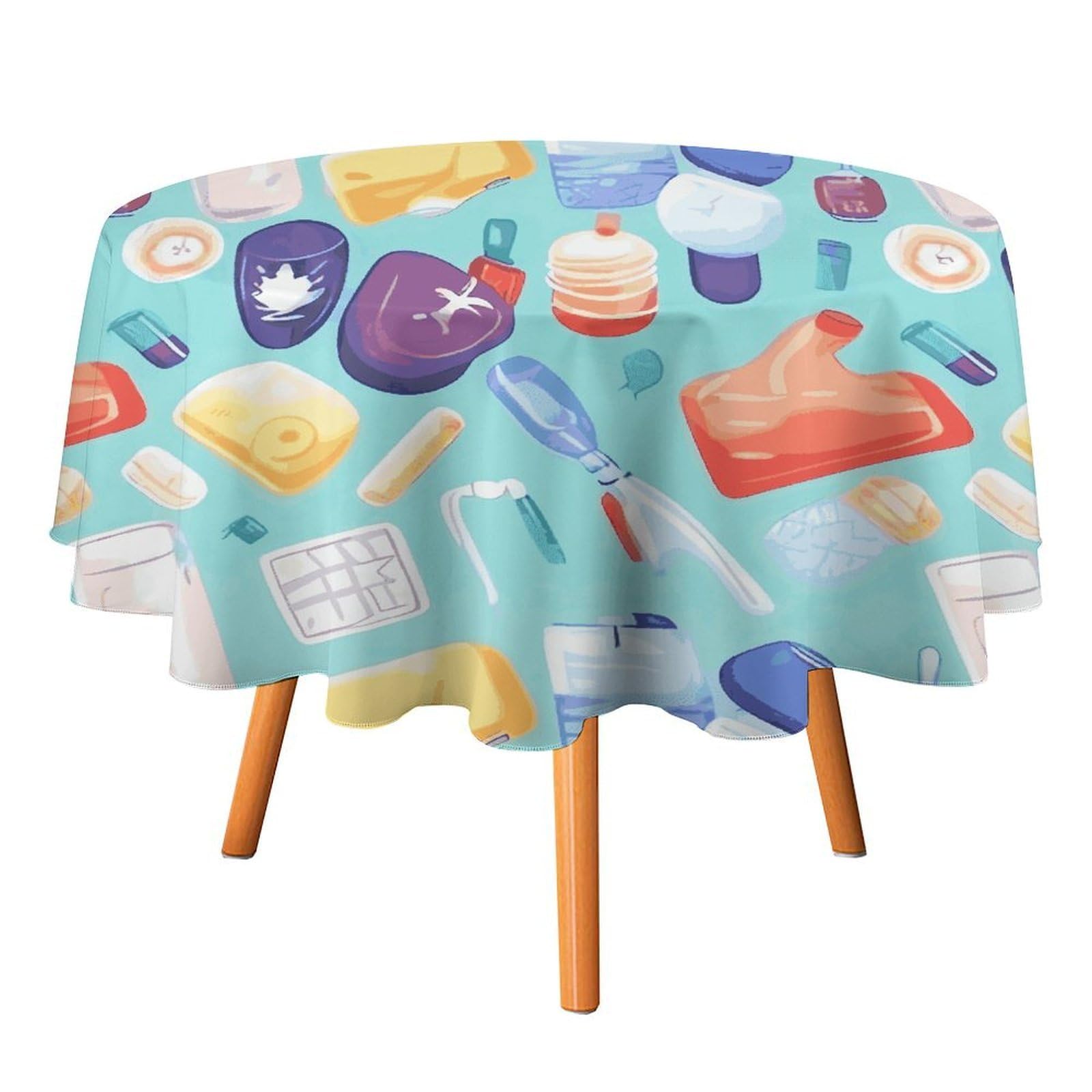 Fekiloot Style Gradient Medical Items Pattern Round Tablecloth - Heavy Duty And Washable,Polyester Decorative Fabric Table Cover,Tablecloths For Kitchen Dining, Wedding, Birthday Party50x50in