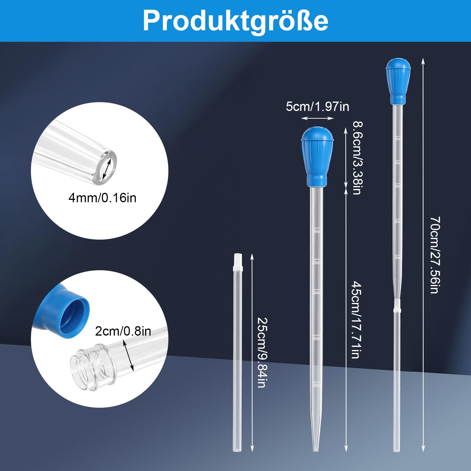 prota Grande pipette d'aquarium - 45 cm - 50 ml - Extra longue - Avec tube d'extension de 25 cm de long - Nettoyeur manuel - Changement d'eau d'aquarium - Accessoire de nettoyage