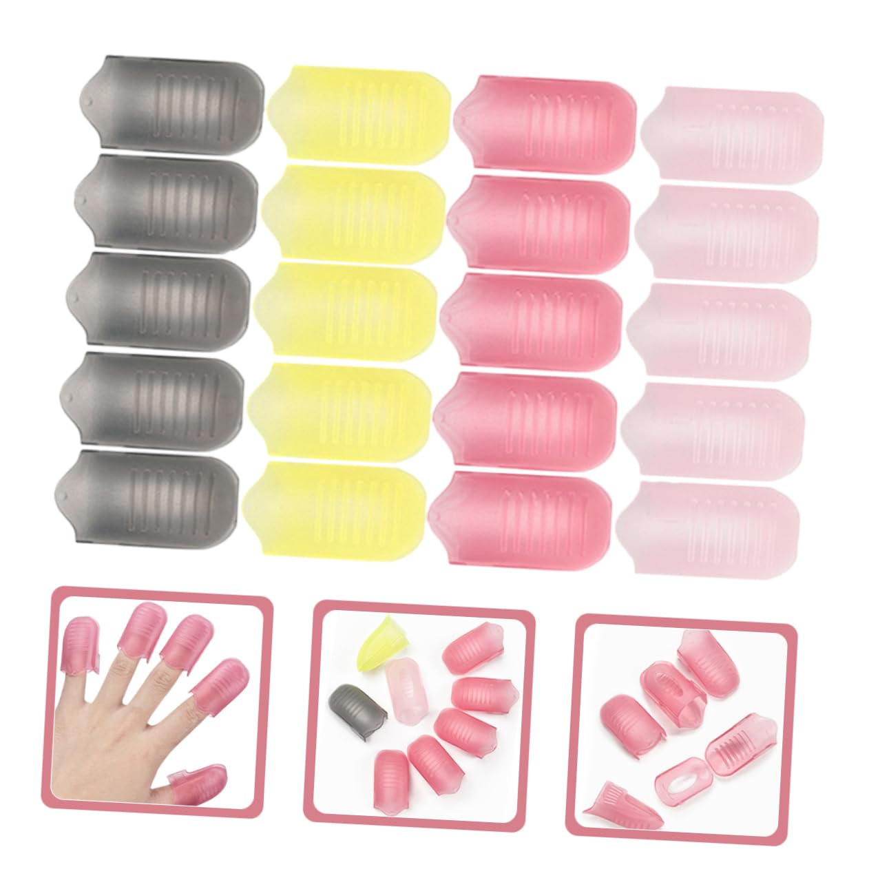 FRCOLOR 20pcs Plastic Nail Clips Nail Polish Remover Cap Clips for Gel Nails Nail Art Wrap Clip Tool Secure Grip