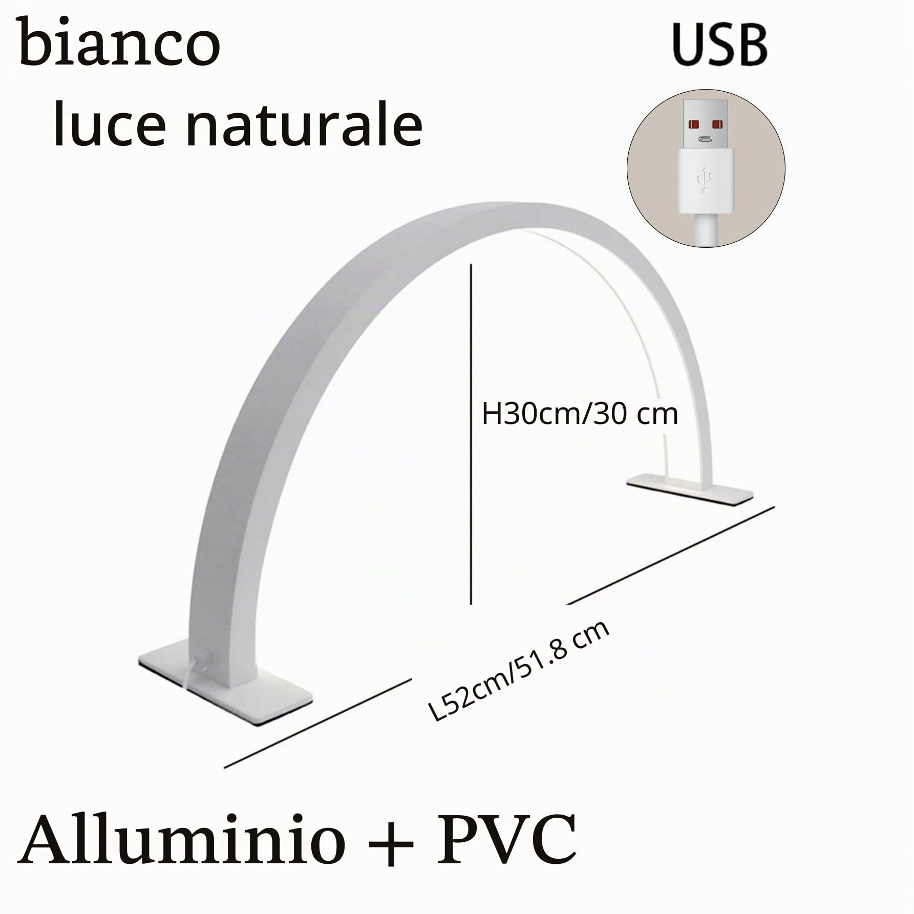 L52CM (20.47in), H30CM (11.81in) Lampada a mezzaluna, Lampada da tavolo per taglio ciglia, Lampada da lettura, Lampada per unghie per tavolo unghie, Lampada da tavolo per illuminazione interna