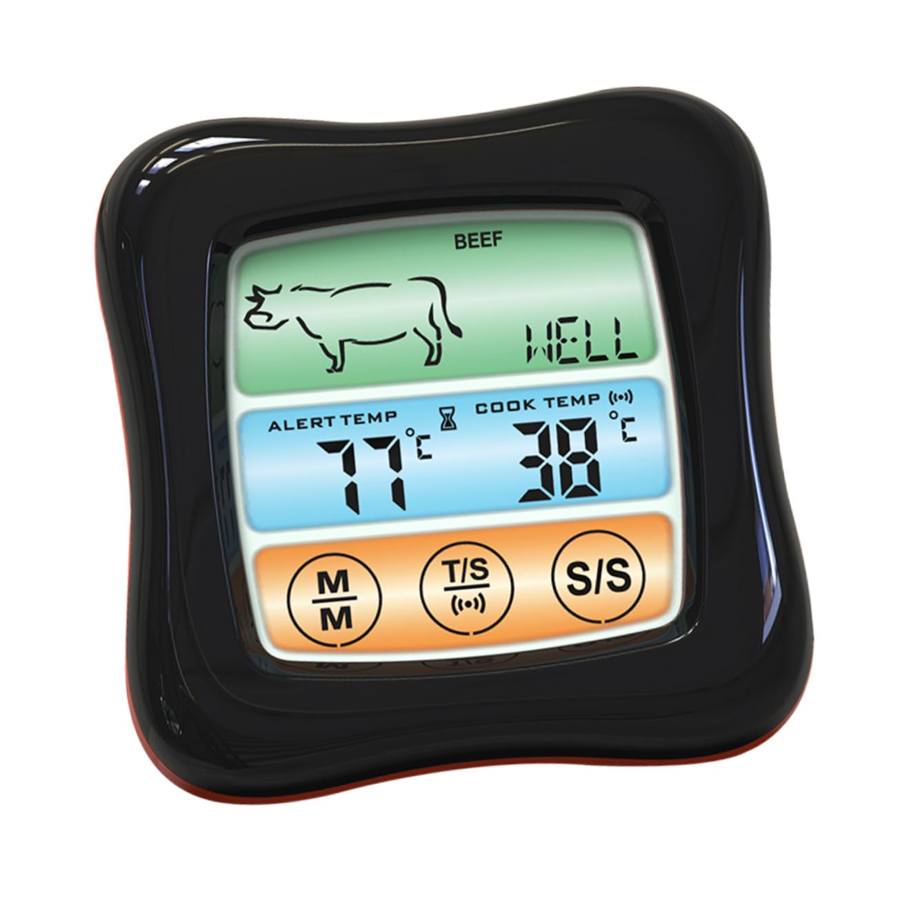 Termómetro Digital de Cocina Temporizador, Acero Inoxidable Negro