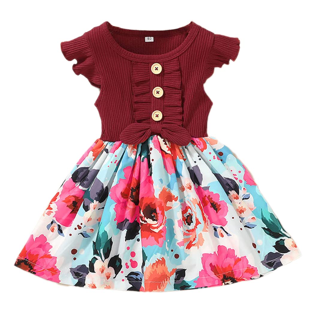VEOAY Toddler Girls Tutu Dresses Cute Casual Short Sleeve Dress for Summer Daily Home School Party 2-8T