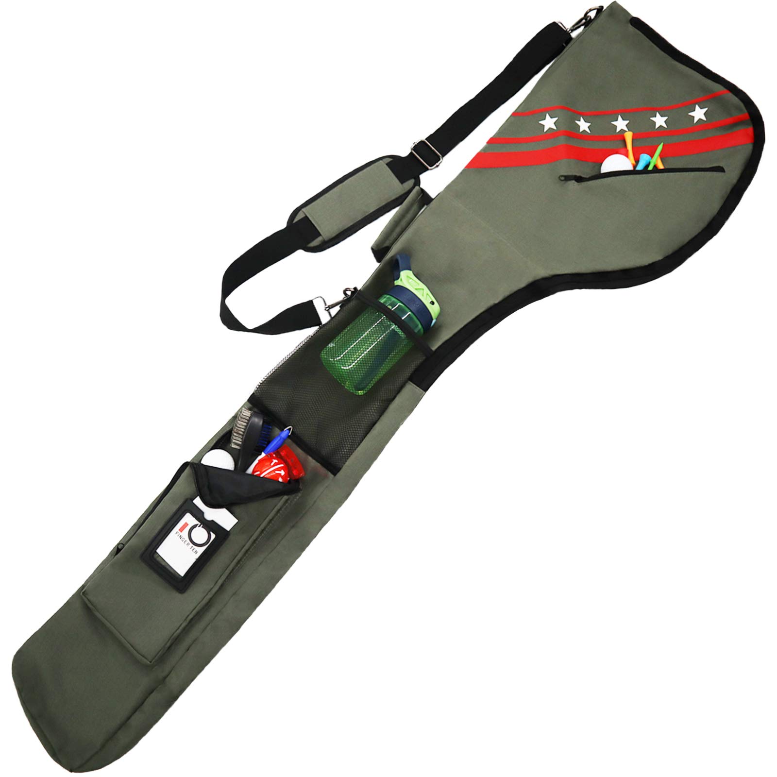 FINGER TEN Golf Sunday Carry Bag for Men Women Lightweight Driving Range Zippered Waterproof, Golf Club Carry Case Travel Bag 49" Holds Up to 10 Clubs Portable Foldable Color Black Blue Red Grey