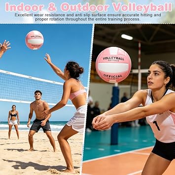 Beach Volleyball, Soft Touch Volleyball, Official Size 5 Waterproof Volleyball, Sand Sports PU Ball with Pump Needles for Women Youth Juniors and Teens, Indoor Outdoor Beach Gym