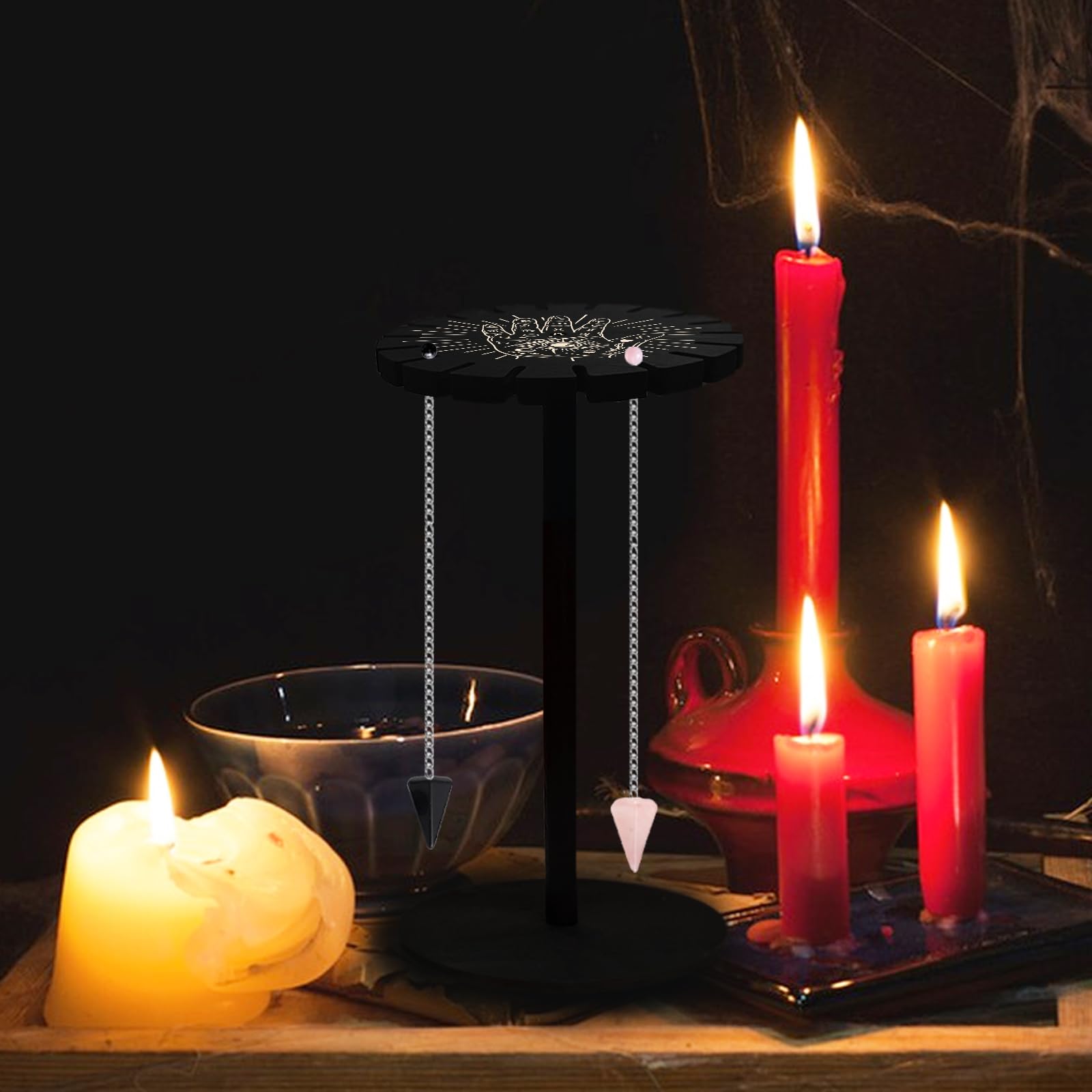 Support En Bois Pour Pendules De Divination - Motif Lune Et étoiles, 18 Emplacements - Présentoir Cristal, Sorcellerie - 8
