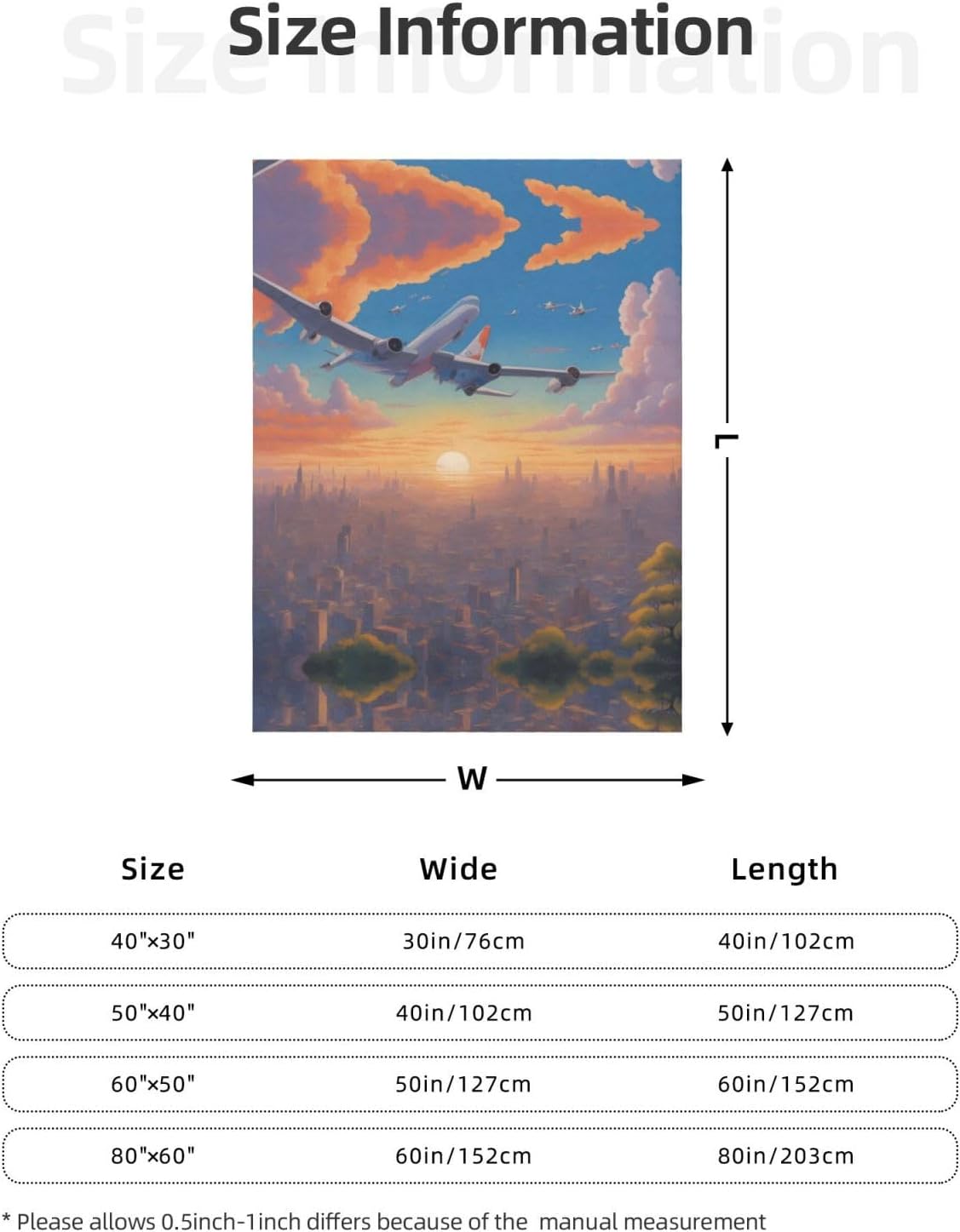 Beautiful Airplane Decorative Gift Blanket, Sofa Bed Living Room Camping Travel Blanket (50 * 40 inches), Flannel Children's Blanket,