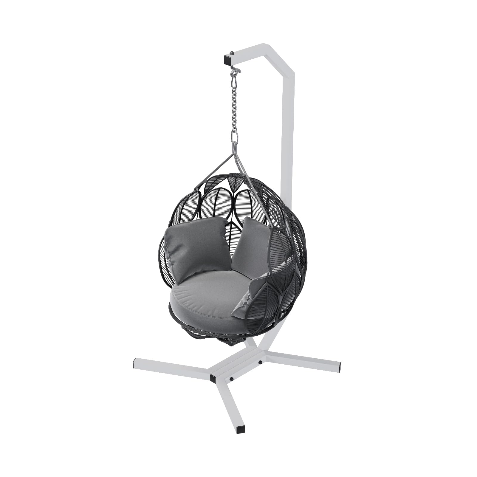 QLS Hängesessel Gestell 203 cm aus Stahl mit Haken bis 100 kg Weiß | Robuste Stahlkonstruktion mit wetterfester Pulverbeschichtung, geeignet für Garten, Balkon, Terrasse und Innenbereich