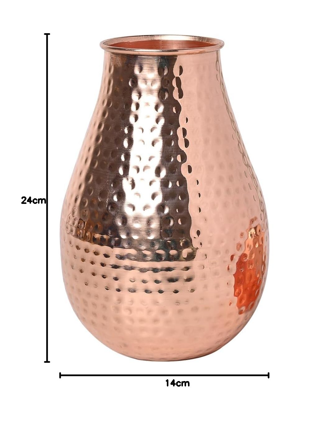 ANCIENTIMPEX Jarra de Agua para mesita de Noche Hecha de Cobre Puro para Beneficios de Salud ayurveda Capacidad 1.6 litros (54.10 onzas líquidas)