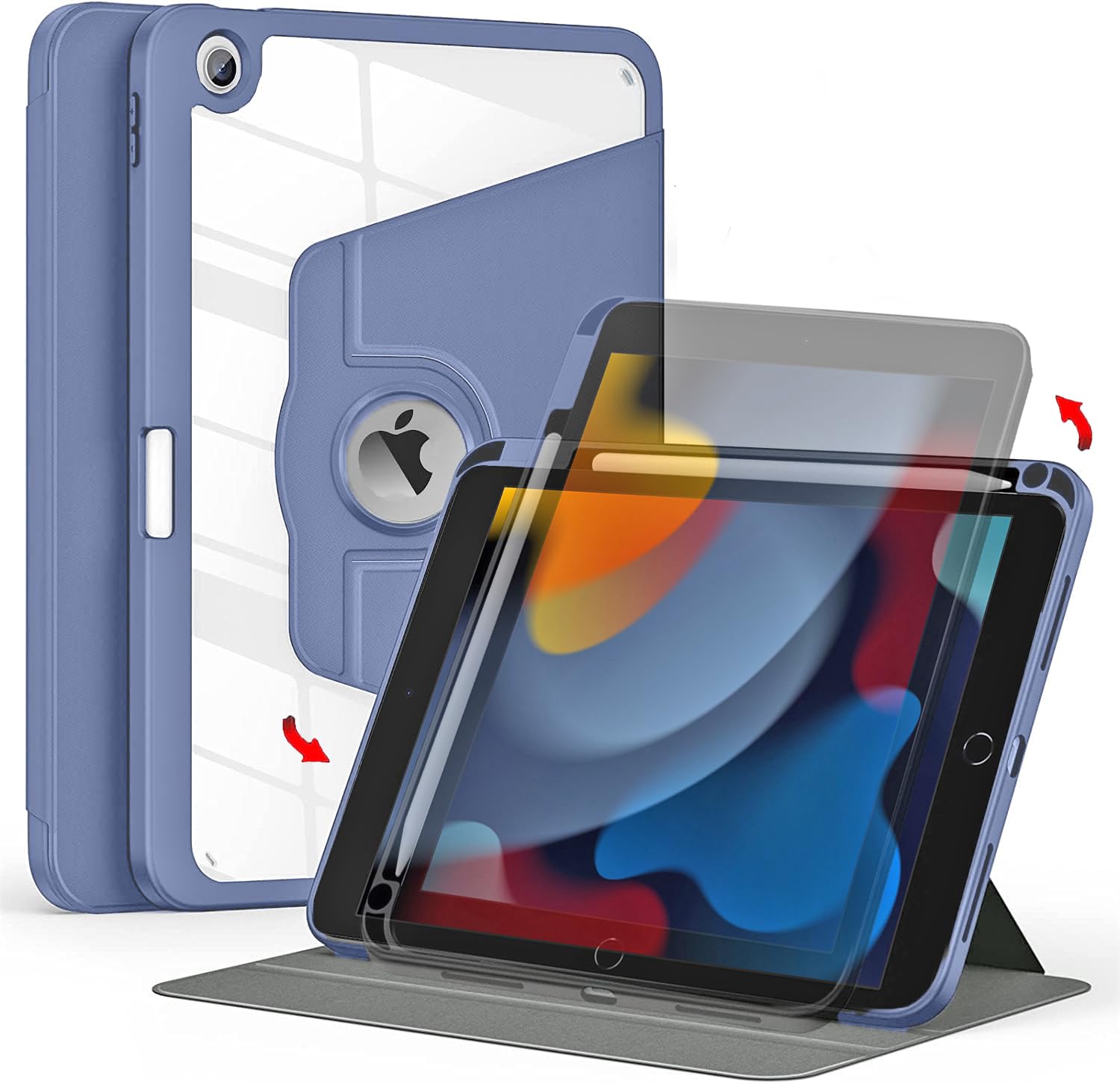 ProElite Cover for iPad 10.2 Cover Case, 360 Degree Rotatable Smart Flip Case Cover for Apple iPad 10.2 inch 9th/8th/7th Generation, Transparent Back with Pencil Holder, Lavender (B0CCS4MPY9) Amazon Price History, Amazon Price Tracker