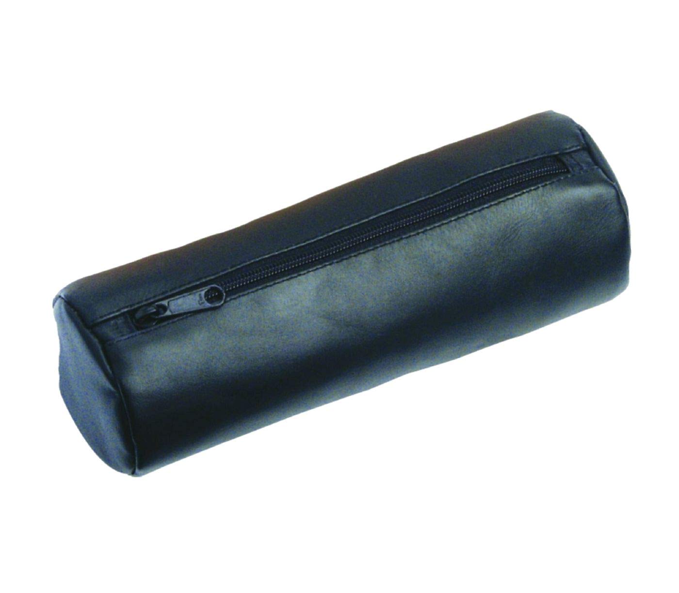 Alassio 43018 Pencil Case XXL Genuine Leather Black Approx. 22 x 9 cm Round Pencil Case for Writing Instruments Large