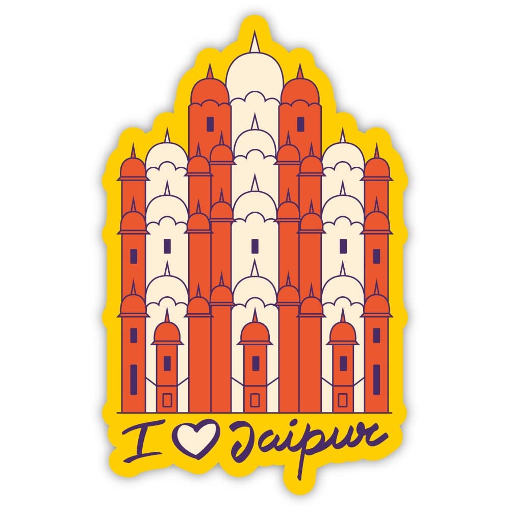 Skywalk India Souvenir Wooden MDF Jaipur Hawa Mahal Fridge Magnet (Multicolour)