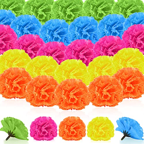Syhood 50 Pcs Artificial Marigold Flower Bulk Decorations Mexican Flores Artificiales Fiesta Party Decorations for Mexican Backdrop Party Floral with Stems DIY Marigold Garland