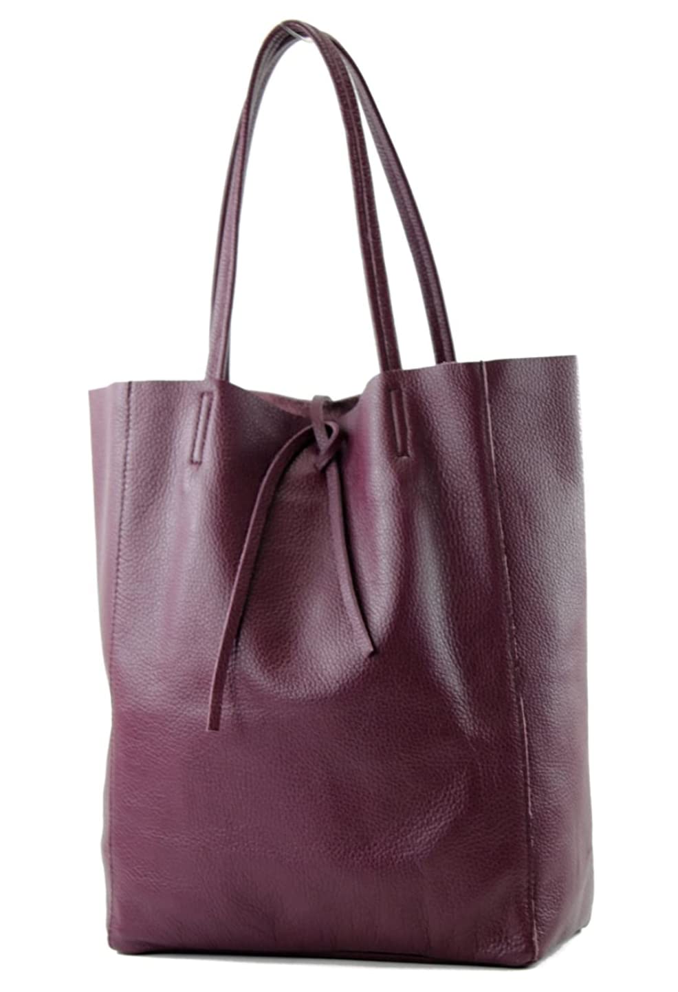 Bolso de hombro de piel con doble asa, grande con bolsillo interior de piel