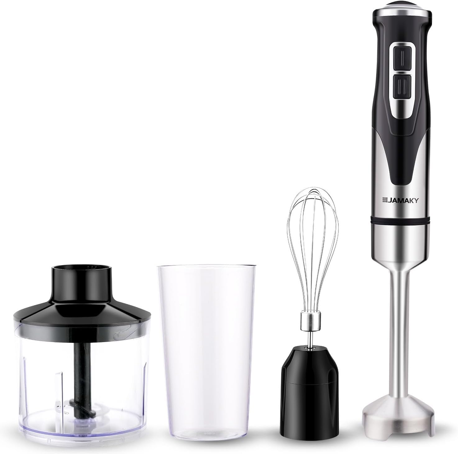 Batidora De Mano, Batidora De Mano 4 En 1 2000w, 2 Velocidades De Licuado, Cuchillas De Acero Inoxidable 304, Vaso De Precipitados De Plástico Sin Bpa, para Comida para Bebés, Batidos, Sopa